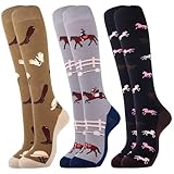 Belloxis Reitsocken 39-42 Damen Pferde Mädchen Geschenk Reitsocken Damen Pferde Geschenk Pferdeliebhaber Kniestrümpfe Damen Reiter Socken Damen...