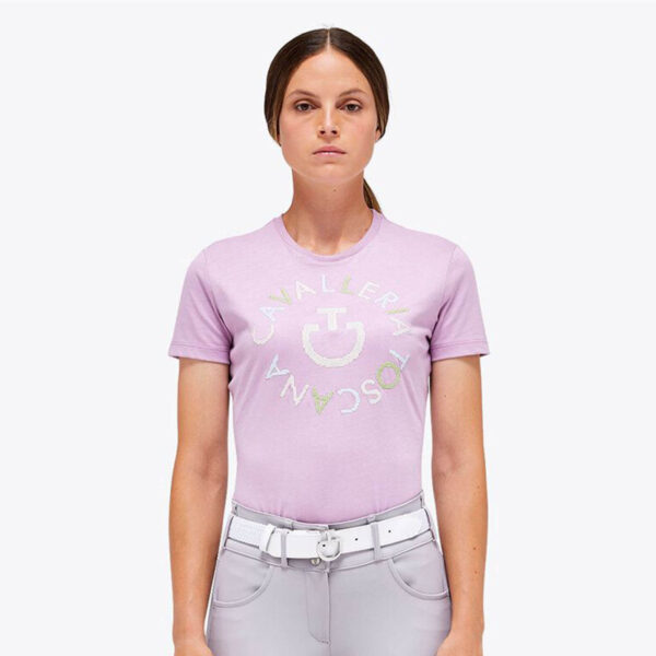 Cavalleria Toscana T-Shirt Damen Pixel Stitch Orbit Cotton FS 2023 Kurzarmshirt XS Pale Mauve