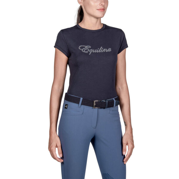 Equiline T-Shirt Damen Garen Flash Capri Capsule 2023 Kurzarmshirt Blue