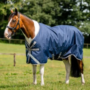 Horseware Ireland Outdoordecken Bundle Amigo Bravo 12 Plus Bundle (50g + 100g + 200g) Weidedecke 145 (6&apos;6) Navy/Titanium Grey & Silver