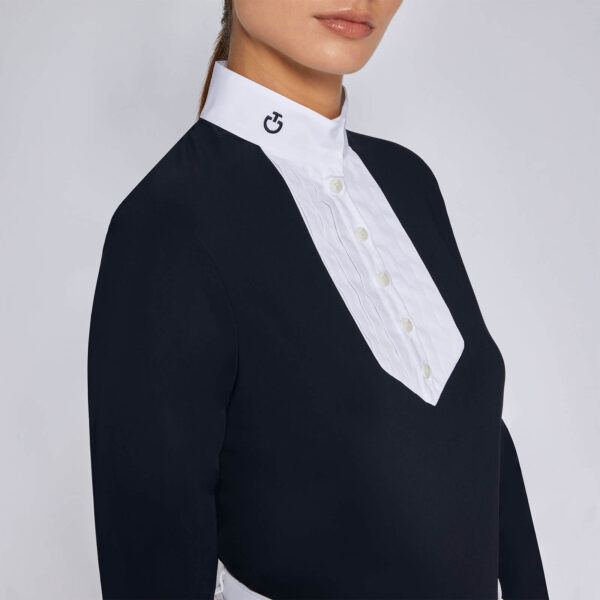 Cavalleria Toscana Turniershirt Damen CT Jersey L/S Competition Shirt w/ Poplin Bib FS 2024 Langarm L Navy