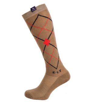 E.L.T Reitsocken Argyle 43-46 Cappuccino/ Feuerrot