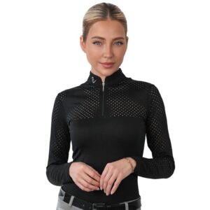 etalon vert Sportshirt Damen Star Gold Langarmshirt Perforiert HW 2023 XL Black