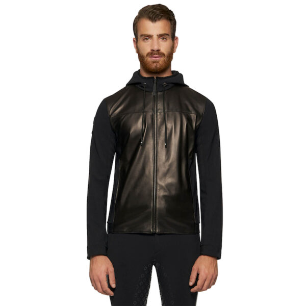 Cavalleria Toscana Jacke Herren Hooded Leather Zip w/ Jersey Inserts FS 2022 Lederjacke L Black