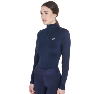 Equestro Langarmshirt Damen Slim Fit Long Sleeve Baselayer S Navy/White