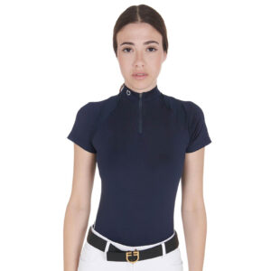 Equestro Trainingshirt Damen Slim Fit Technical training Polo-Shirt Kurzarm M Navy